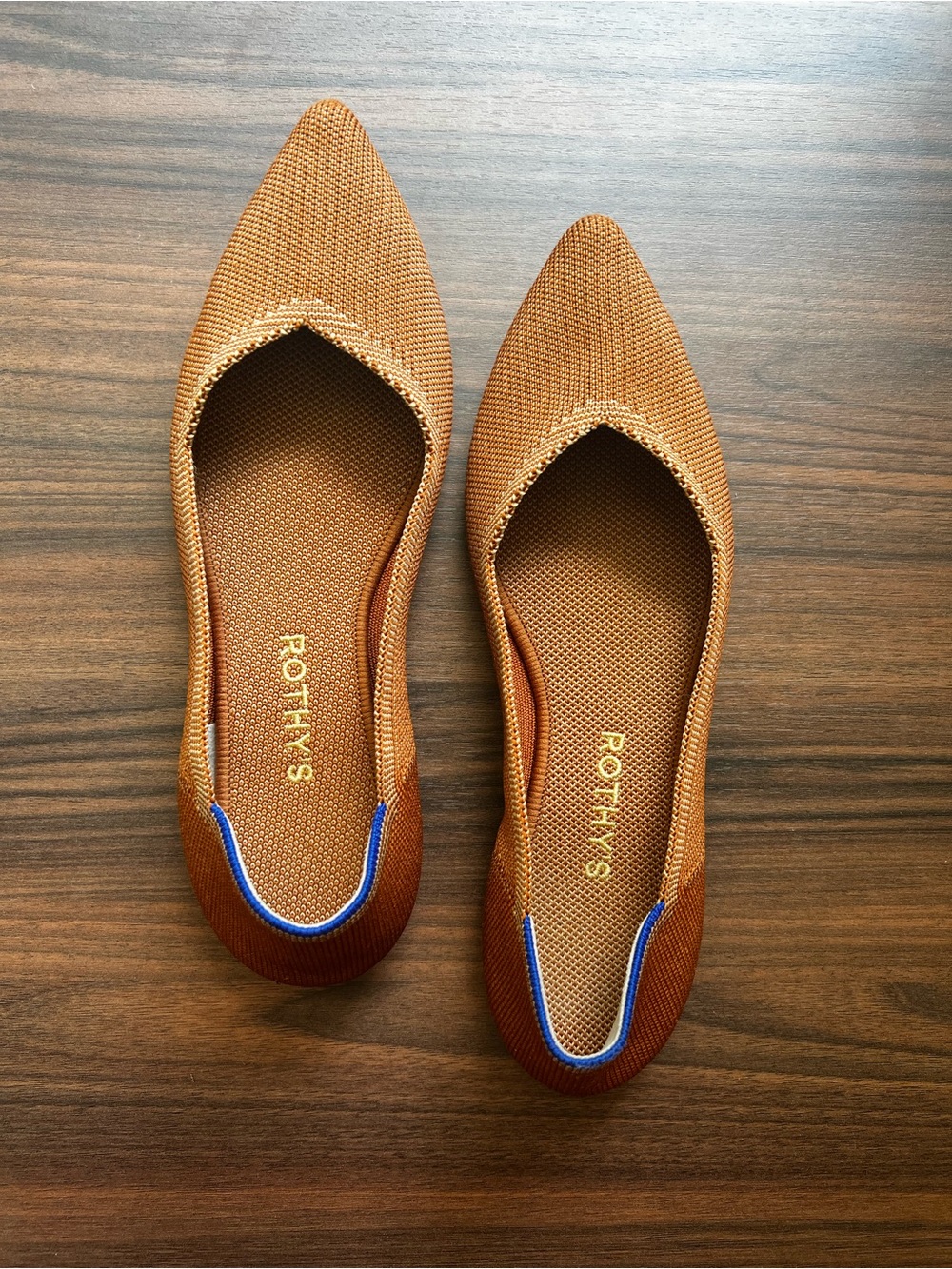 Rothy's Women's Pointed Ballet Flat in Cognac Brown